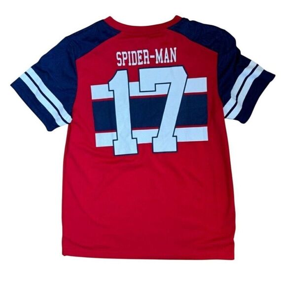 Marvel Spider-Man Homecoming Jersey Boys L Red Blue Athletic Graphic Design NEW - Picture 2 of 4